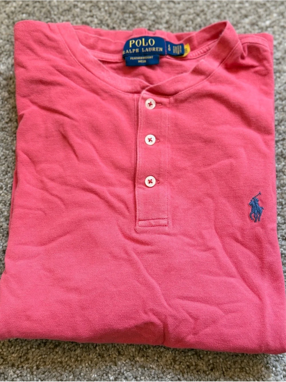 Polo by Ralph Lauren Men’s Coral Short-Sleeve Henley Shirt